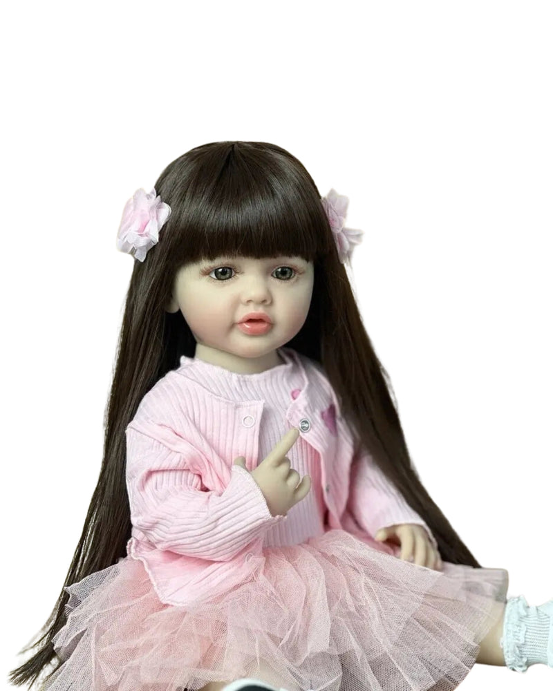 Bebê Reborn Cary - 55 CM - Corpo todo de Silicone