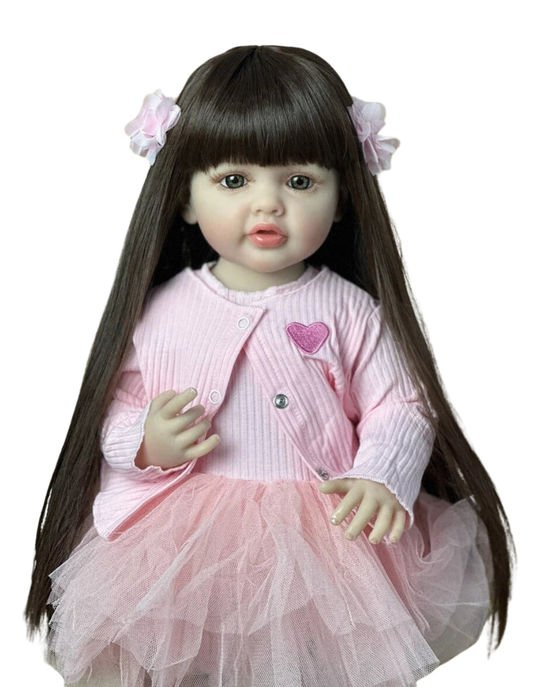 Bebê Reborn Cary - 55 CM - Corpo todo de Silicone