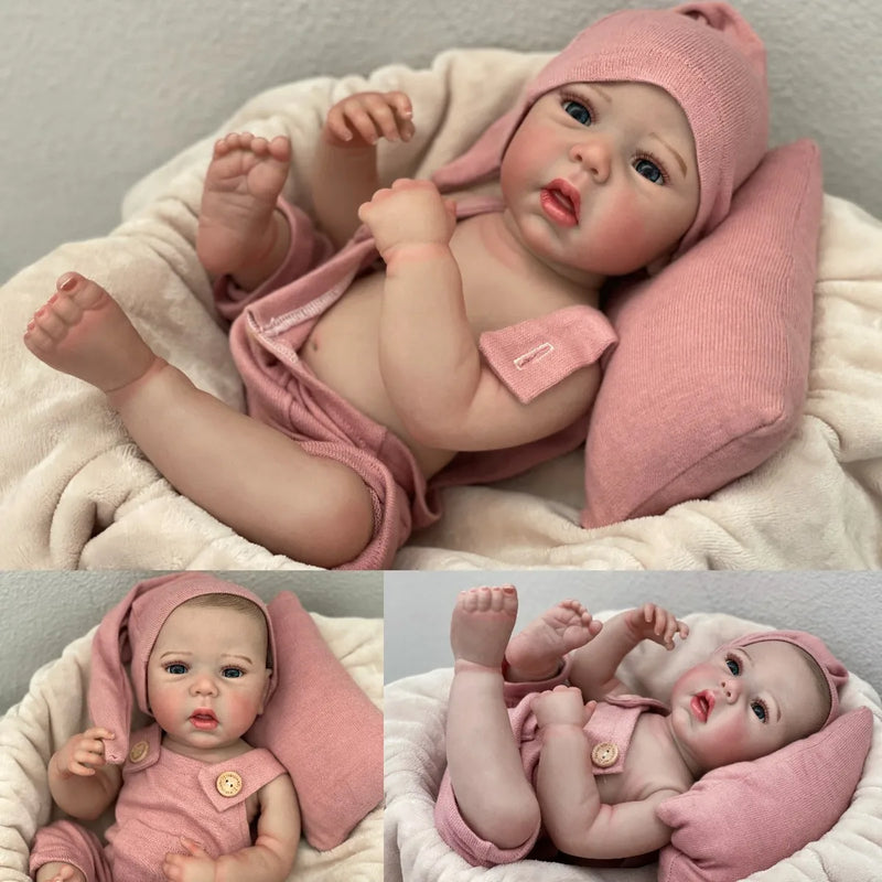 Bebê Reborn Bibi - 47 CM - Corpo todo de Silicone