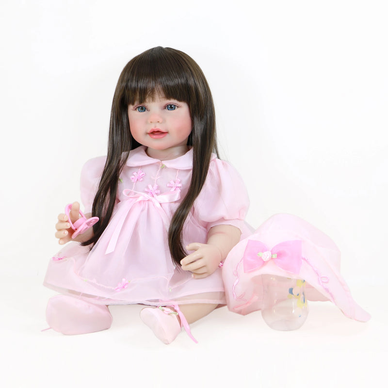 Bebê Reborn Lari - 55 CM - Corpo todo de Silicone