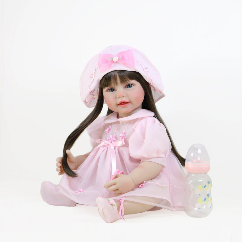 Bebê Reborn Lari - 55 CM - Corpo todo de Silicone