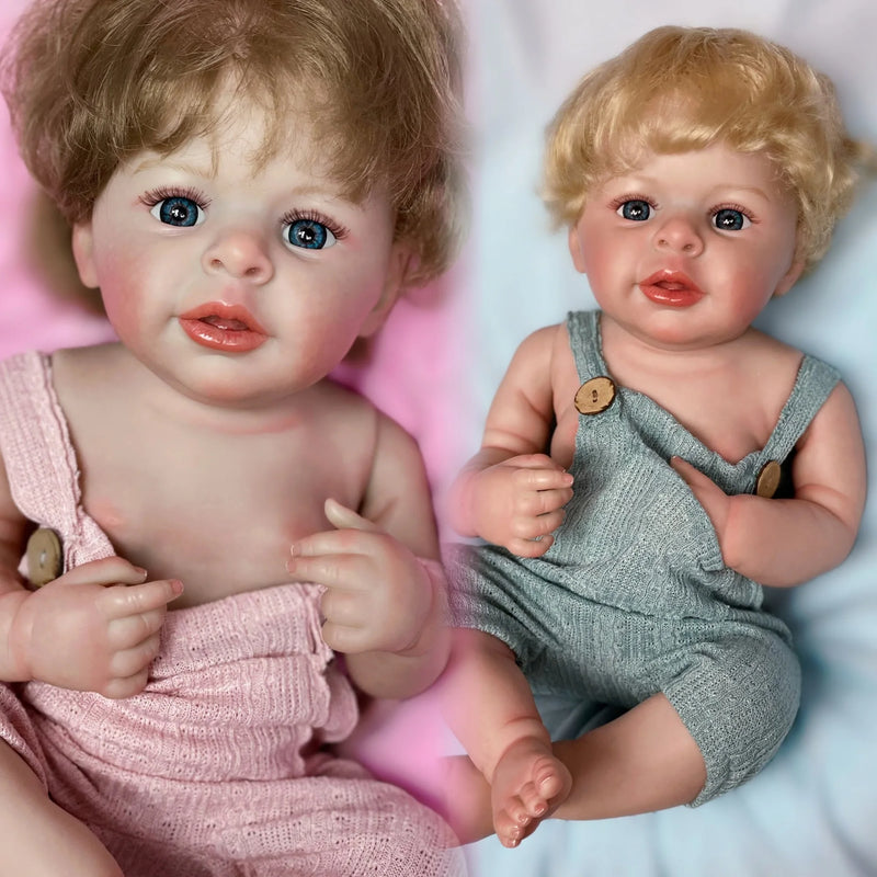 Bebê Reborn Gêmeos Júnia e Júnior - 50 CM - Corpo todo de Silicone